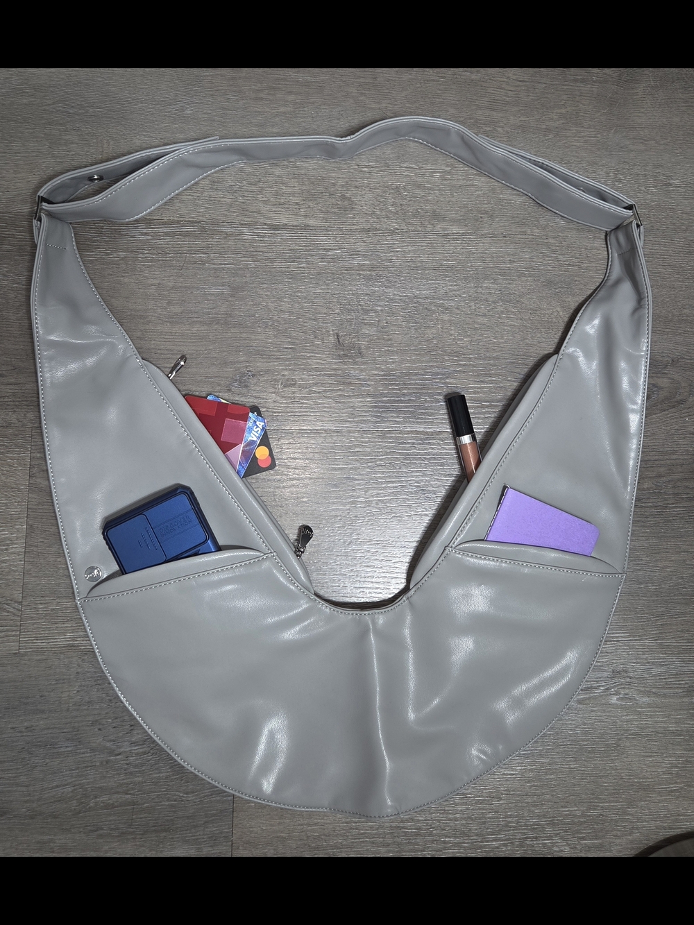 Sash Grey Crossbody Vegan Leather Bag